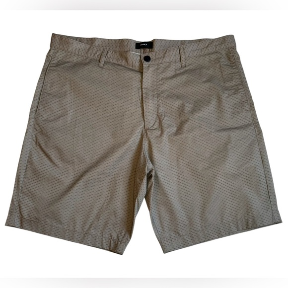 Theory Other - Theory Men’s Grey w/Black Dashes 100% Cotton Flat Front Shorts- Size 38 Waist